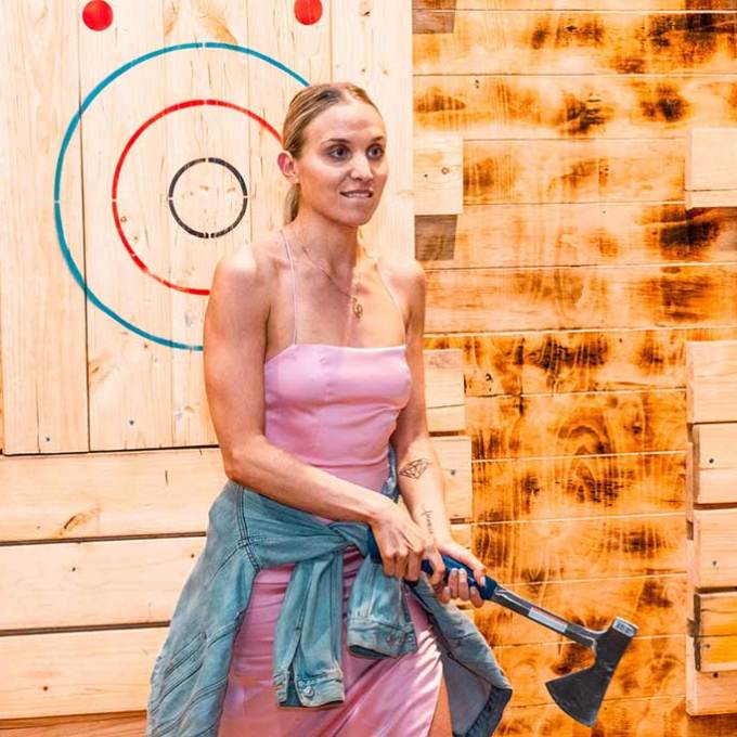 a person standing in front of a building