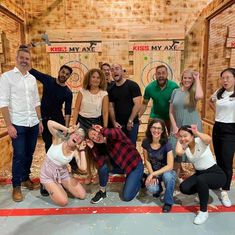 a group of people posing for the camera