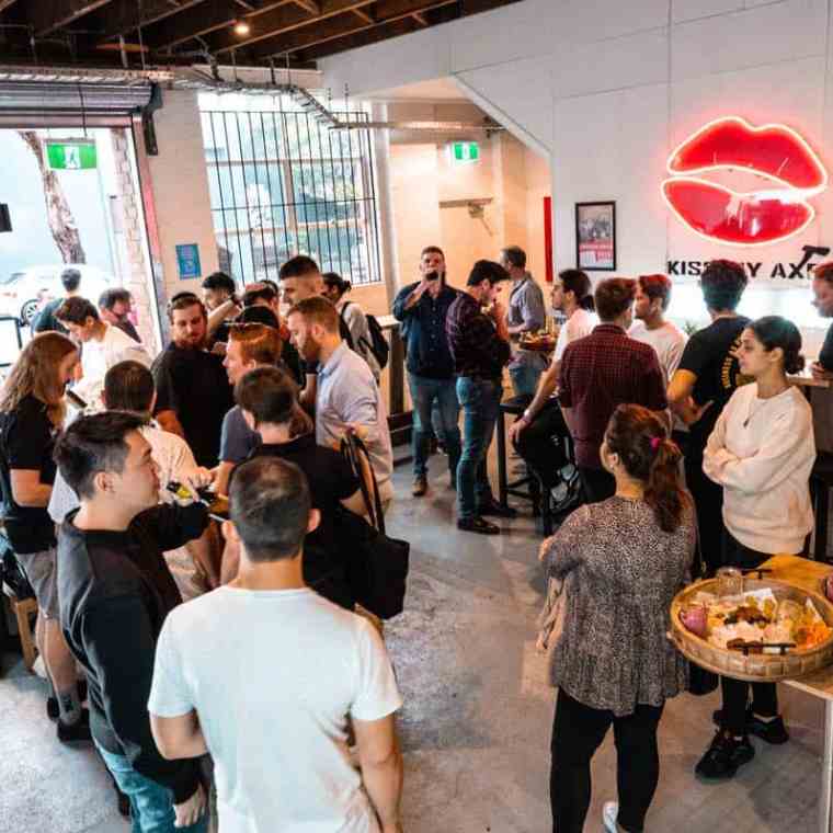 a group of people in a room