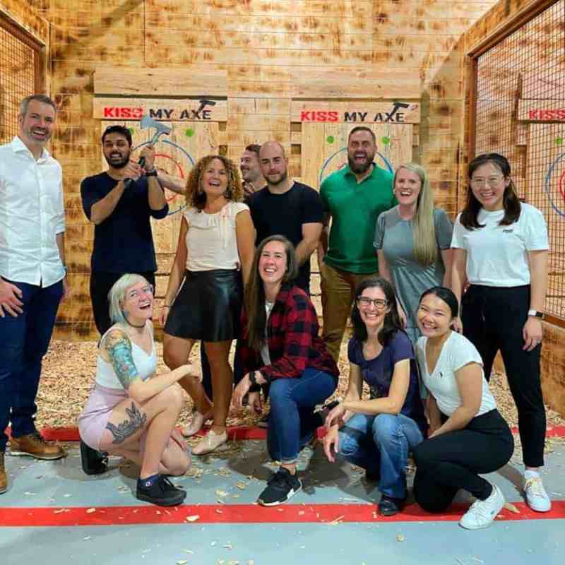 a group of people posing for the camera