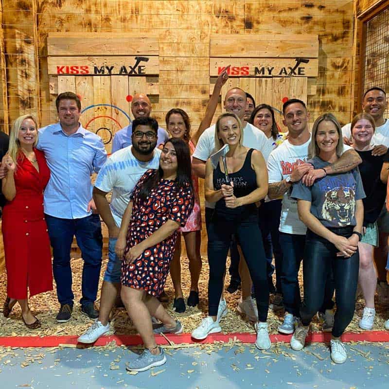 a group of people posing for a photo