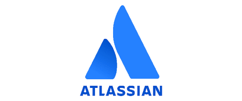 Blue Atlassian logo with stylized letter 'A' above company name.