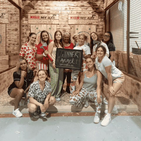 Sydney hens party axe throwing group