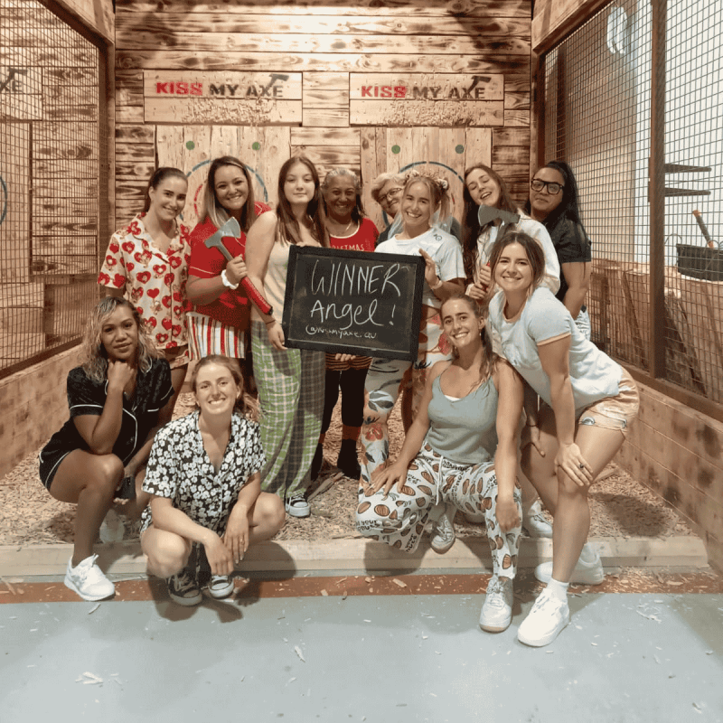 Sydney hens party axe throwing group