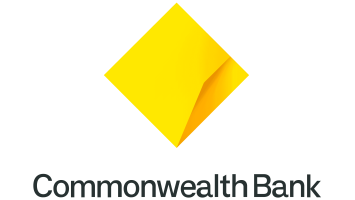 Logo with yellow diamond shape above 'Commonwealth Bank' text.