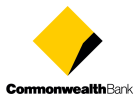 Commonwealth Bank logo with yellow and black diamond shape.